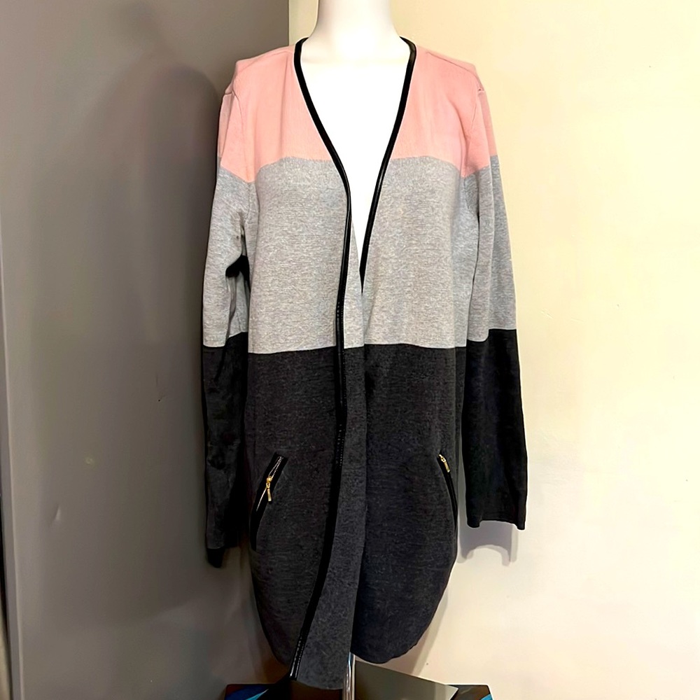 Charter Club Tricolor cardigan 2 zip pockets women’s XL